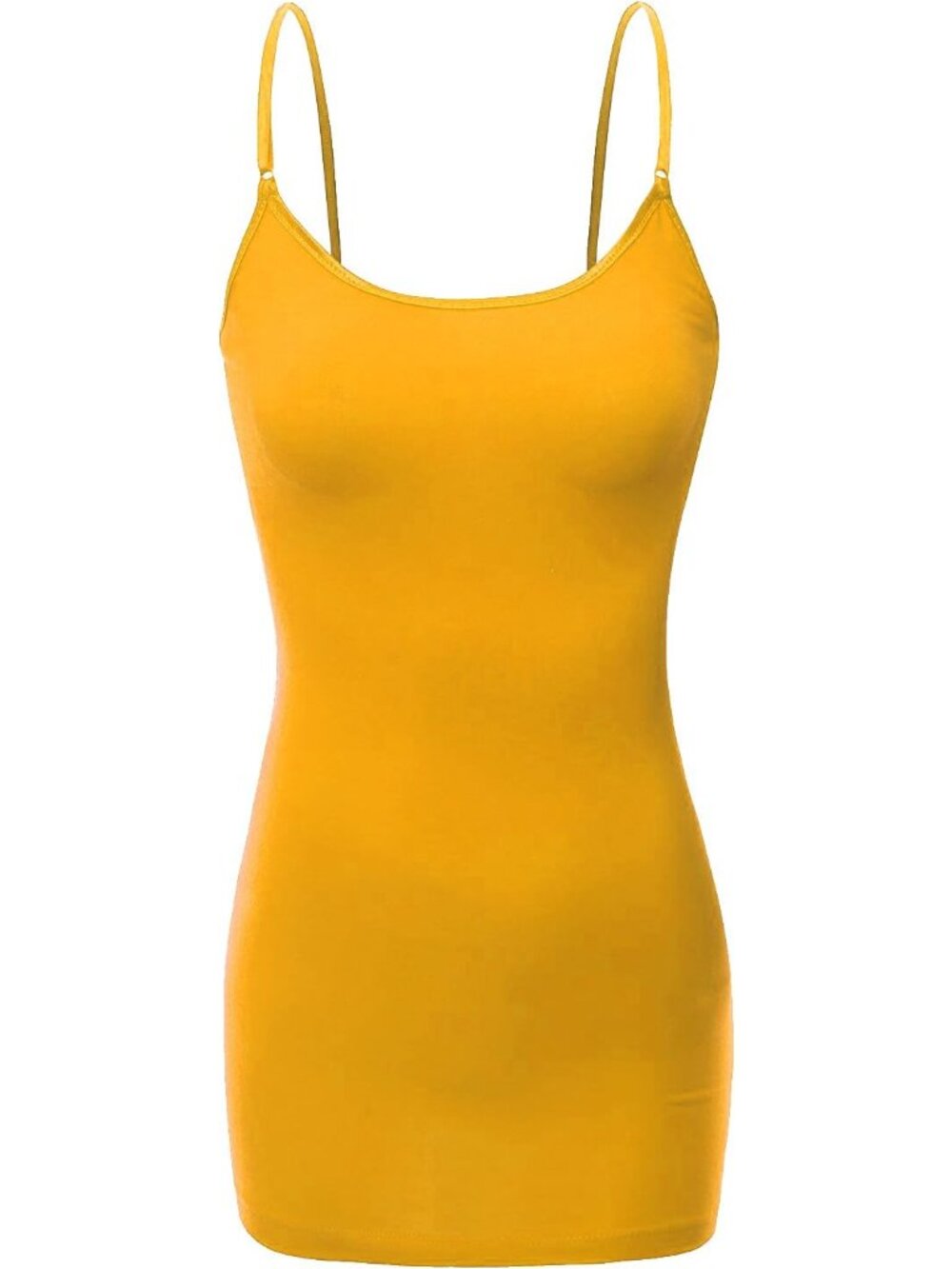 Women's Ladies Adjustable Spaghetti Strap Basic Long Cami Tunic Tank Top